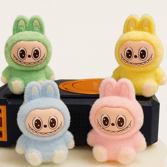 Labubu Mini Figures Set of 4 Velvet Doll With Vinyl Face. Have a Seat Style - Picture 1 of 1